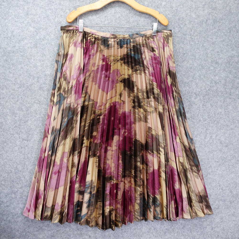 LAUREN Ralph Lauren Skirt Womens 16 XL Purple Painterly Accordion Fall Boho $225